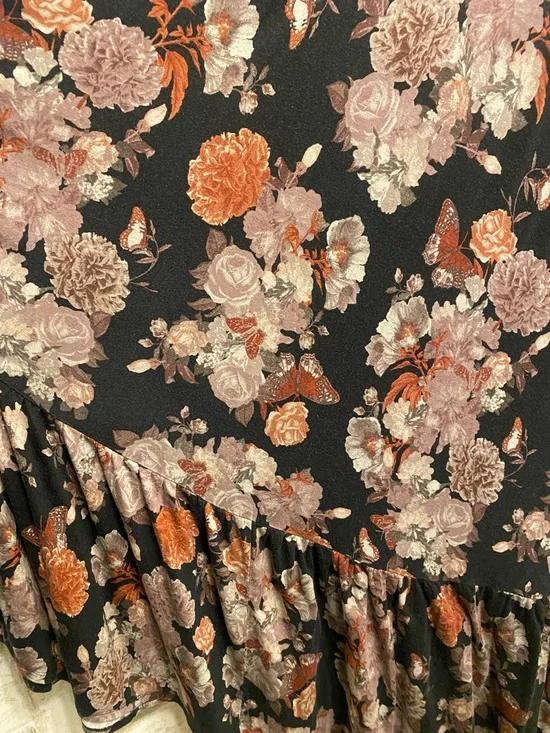 Sleeveless Black Floral Maxi Dress with Brown & Tan Floral Accents - Picture 5 of 9